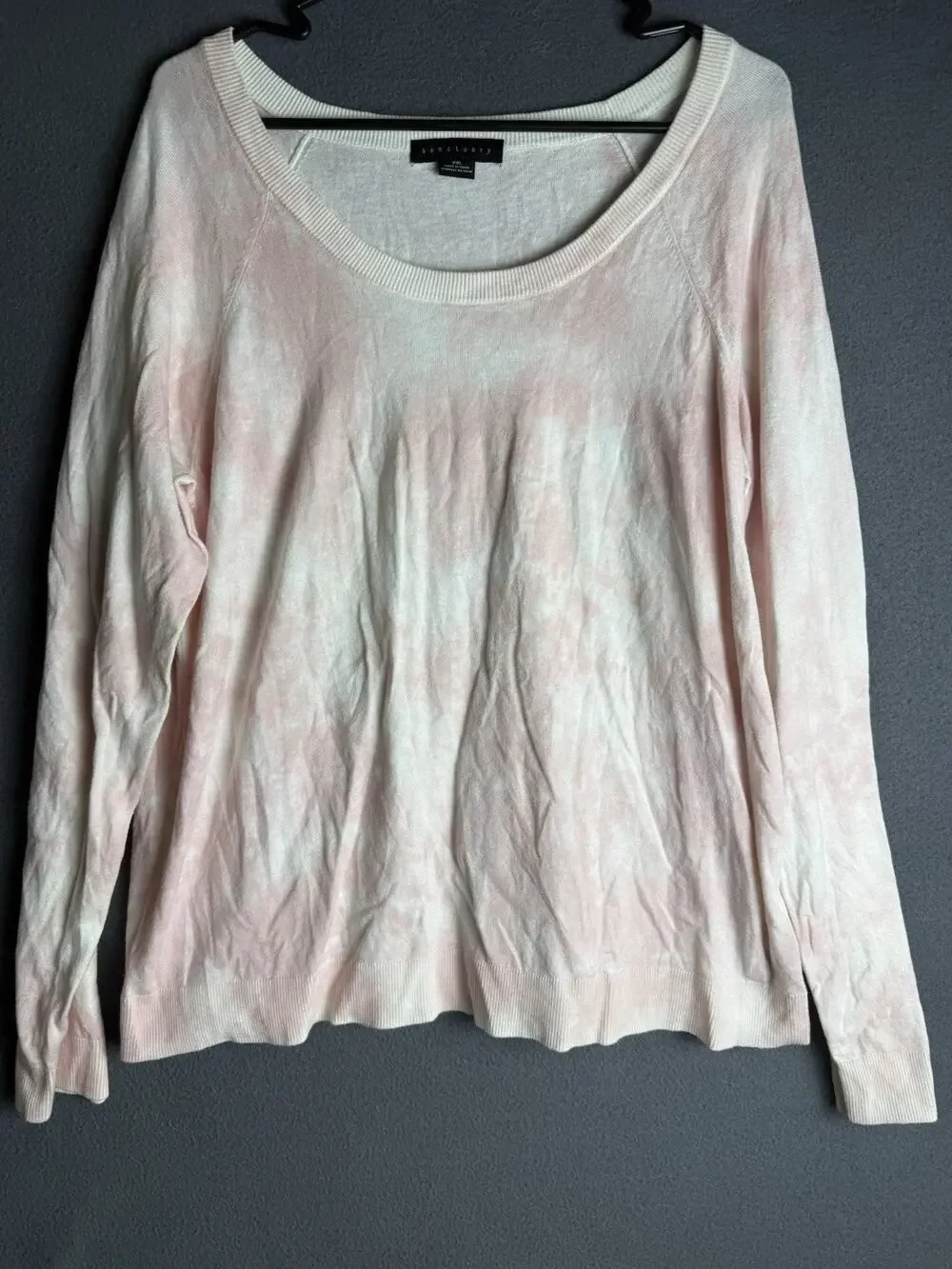 Sanctuary Women Pink Watercolor Pullover Lightweight Sweater XXL